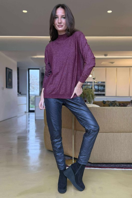 Tallulah Soft Stretch Sparkle Skim Knit Burgundy